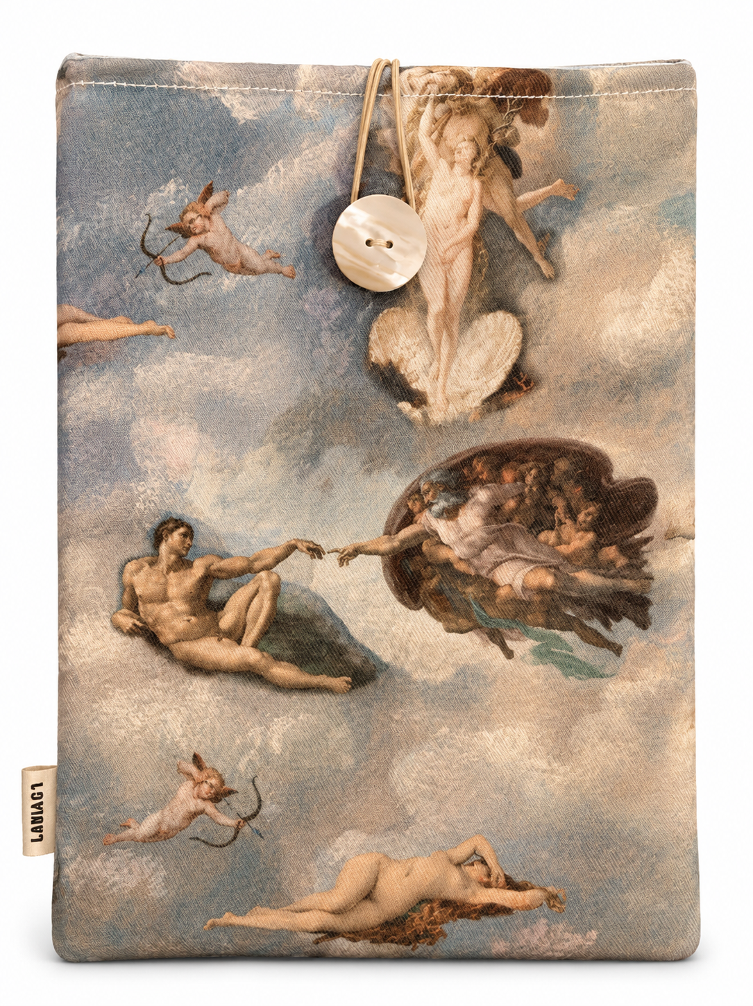 Funda de Libro Serie Art Adán - loneta estampada con La Creación de Adán de Miguel Ángel